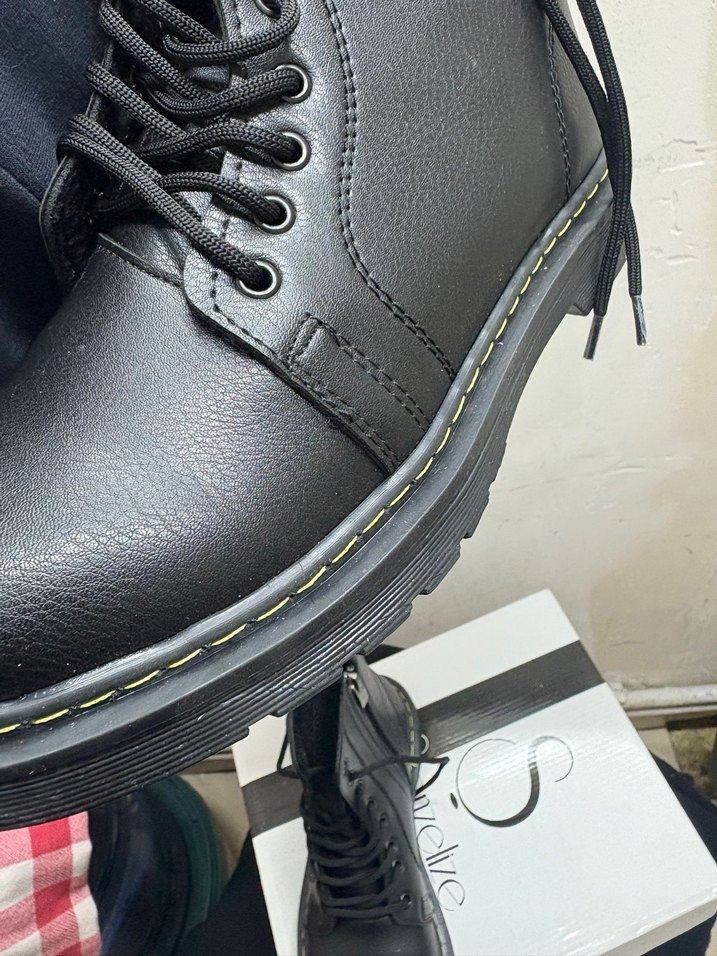 Siyah Deri Goth  Botlar - Görsel 4