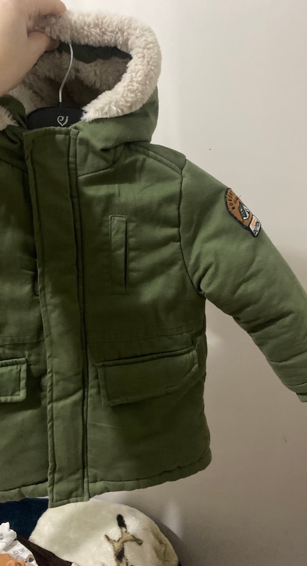 Erkek Çocuk Yeşil Kürklü Street Wear Mont - Görsel 2