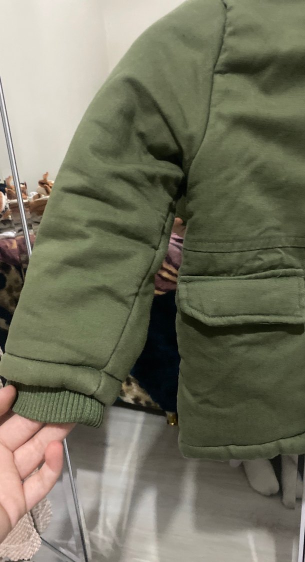 Erkek Çocuk Yeşil Kürklü Street Wear Mont - Görsel 3