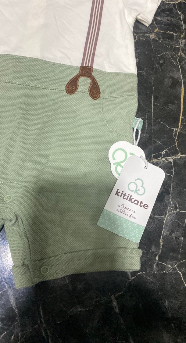 Kısa Kollu Pamuklu Erkek Bebek Tulum - Görsel 3