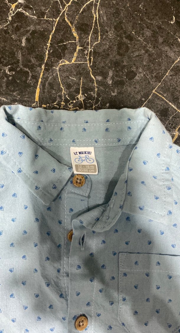 Mavi Desenli  Kollu Erkek Gömlek - Görsel 3