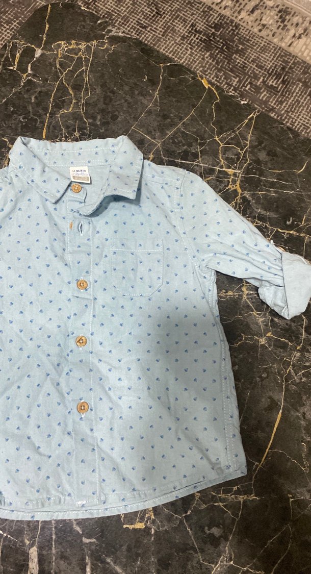 Mavi Desenli  Kollu Erkek Gömlek - Görsel 2