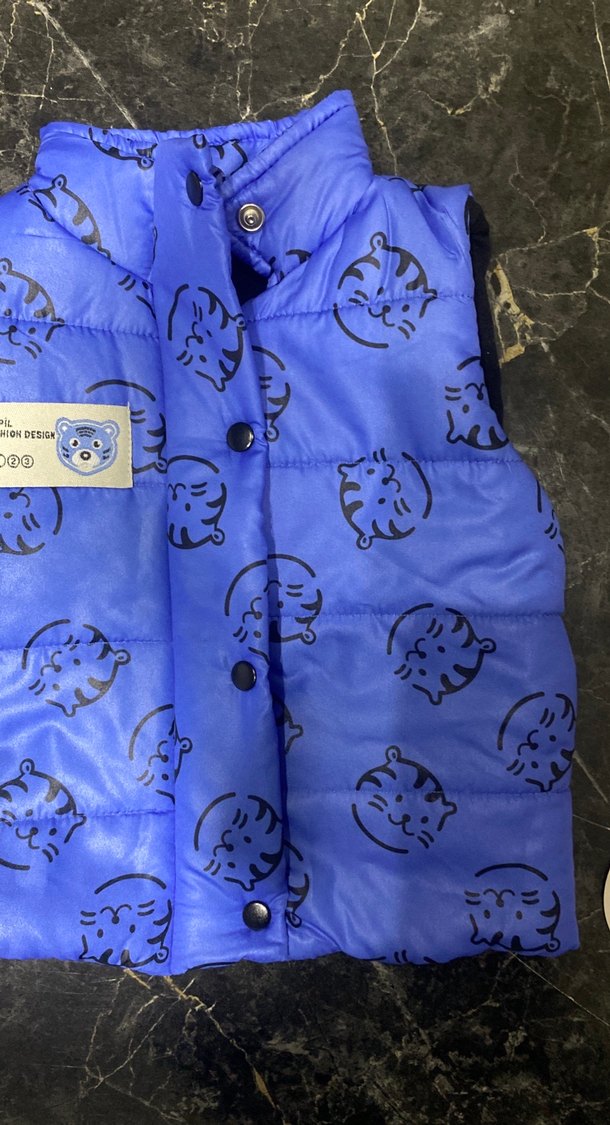 Renkli Baskılı Mavi Erkek Çocuk Yeleği - Görsel 2