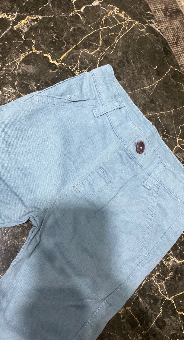 Düğmeli Erkek Çocuk Mavi Denim Pantolon - Görsel 3