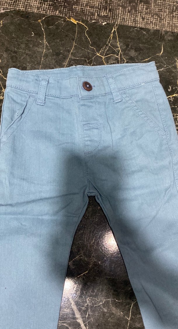 Düğmeli Erkek Çocuk Mavi Denim Pantolon - Görsel 2