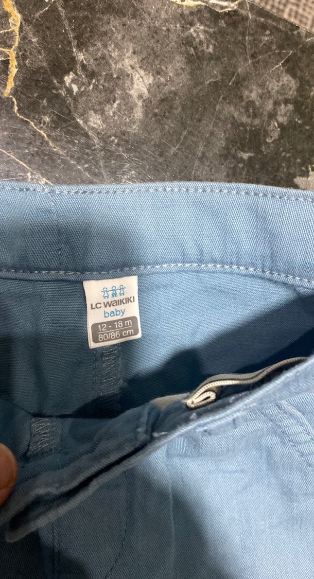 Düğmeli Erkek Çocuk Mavi Denim Pantolon - Görsel 4