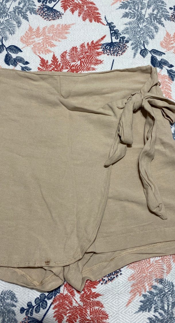 Bej Rahat Kesim Mini etek Şort - Görsel 2