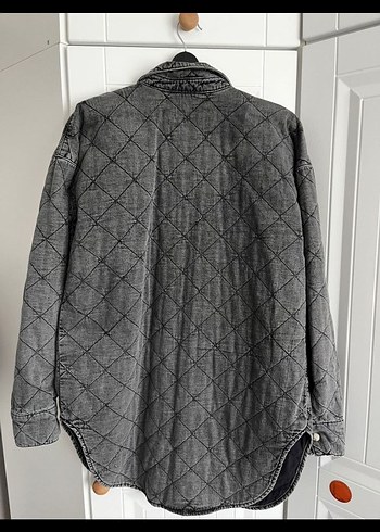 Gri Düğmeli Kadın Denim Ceket - Görsel 5