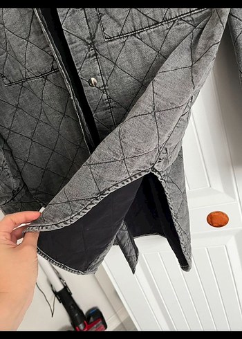 Gri Düğmeli Kadın Denim Ceket - Görsel 7