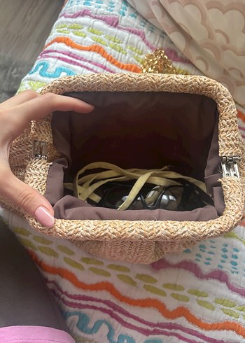 Zara Bej Örgü Bohem Kadın Portföy Çanta