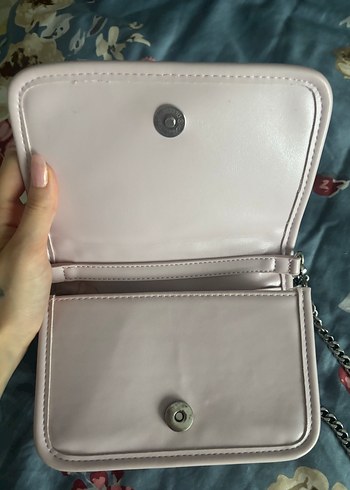  Beden pembe Renk Zincir Detaylı Pembe Deri Kadın Çanta