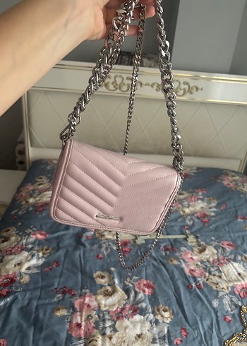 Zincir Detaylı Pembe Deri Kadın Çanta