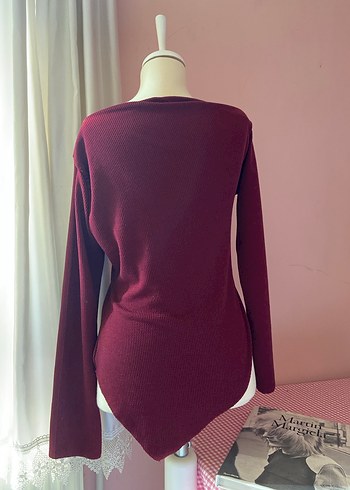 m Beden Bordo Asimetrik bluz