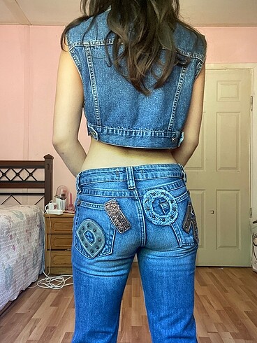 Vintage düşük bel jean