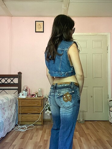 xs Beden Y2K düşük bel jean