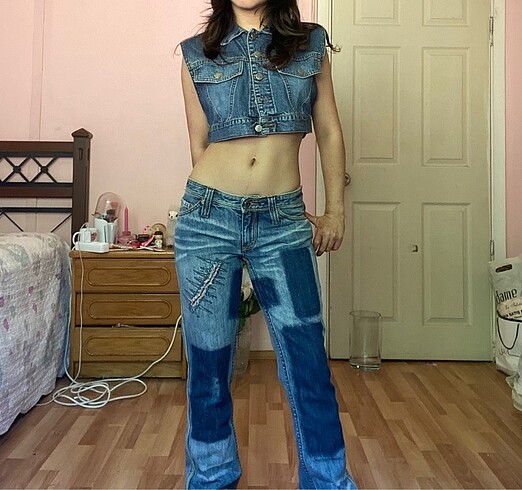 xs Beden Guess vintage düşük bel jean