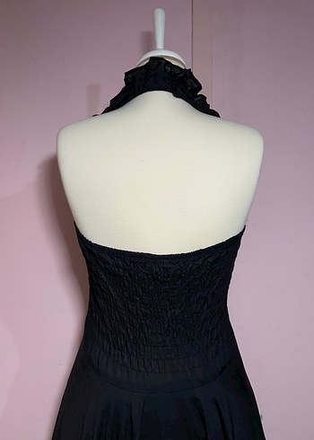 2000s fırfırlı siyah elbise - Görsel 3