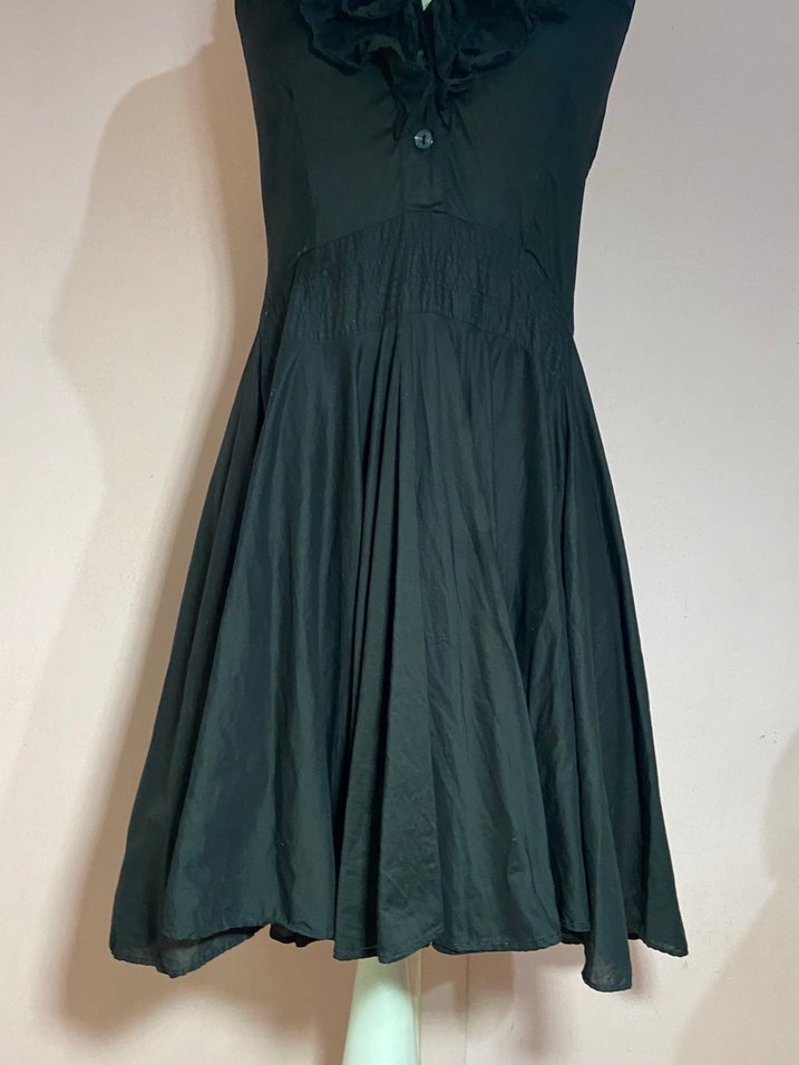 2000s fırfırlı siyah elbise - Görsel 4