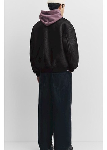 Pull&Bear Suni Deri Suni Yünlü Ceket - Görsel 4