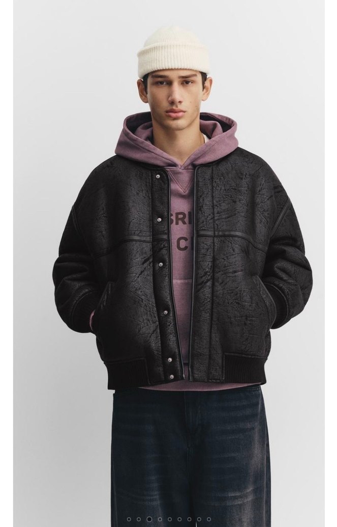 Pull&Bear Suni Deri Suni Yünlü Ceket - Görsel 2