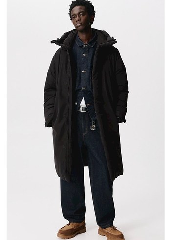 Pull&Bear Kapüşonlu Şişme Uzun Mont - Görsel 2