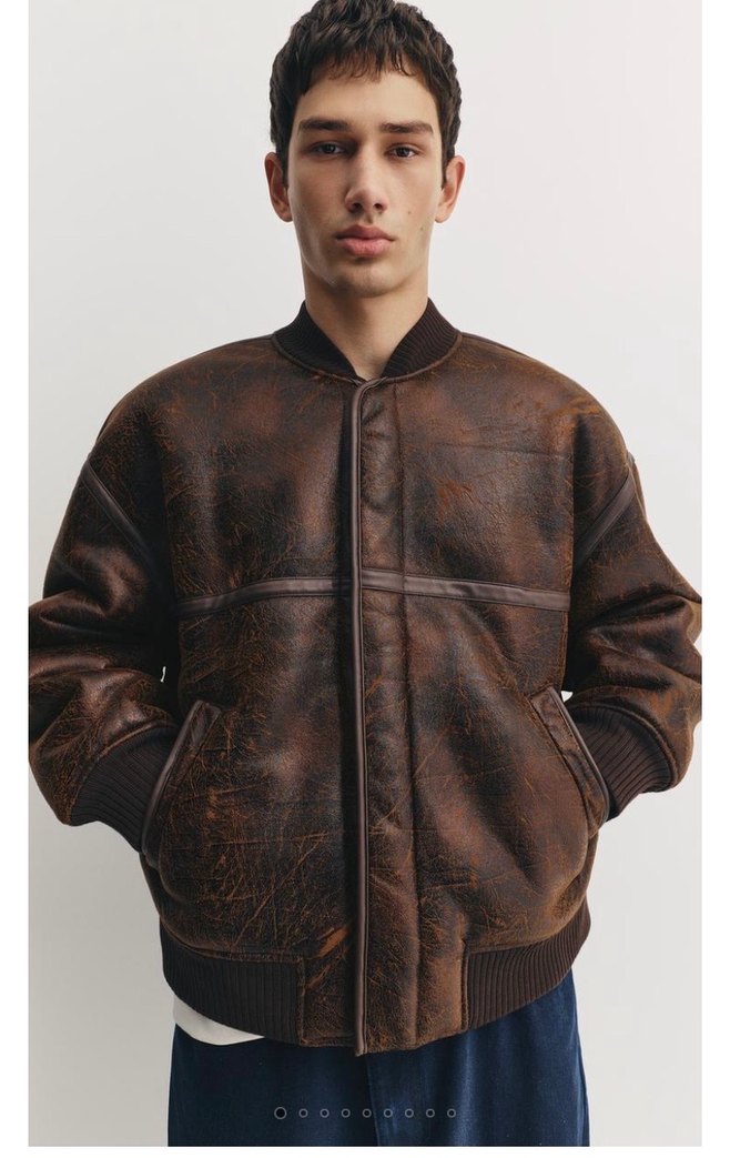 Pull&Bear Suni Deri Suni Yünlü Ceket - Görsel 2