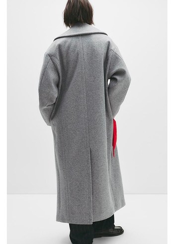 Pull&Bear Gri Oversize Yumuşak Kaban - Görsel 4