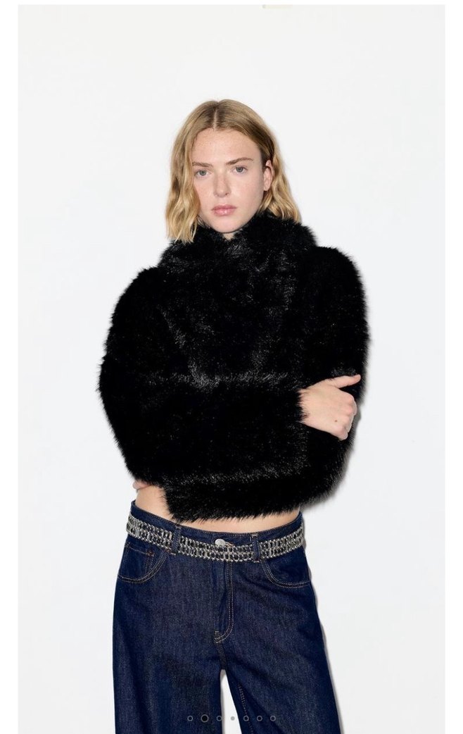 Pull&Bear Siyah Kadın Kürk Ceket - Görsel 3