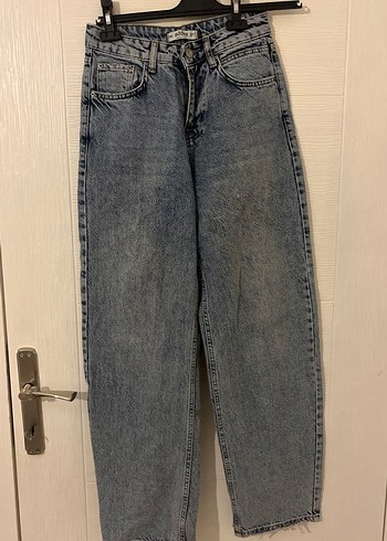Gri Mavi Kadın Denim Bol Kesim Jean