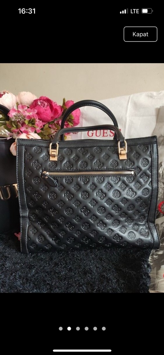 Guess Siyah Deri Tokalı Kadın Çanta - Görsel 3