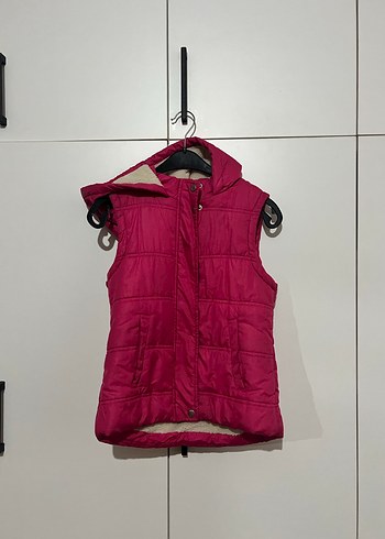 Kız Çocuk Kapüşonlu Fermuarlı Pembe Yelek - Görsel 2