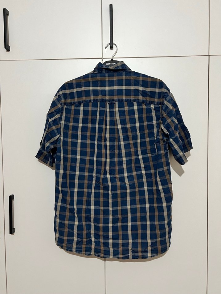 Erkek Lacivert Kısa Kollu Kareli Gömlek - Görsel 2