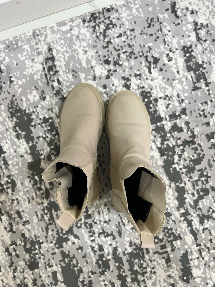 Bej Deri Platform Topuklu Kadın Bot - Görsel 4