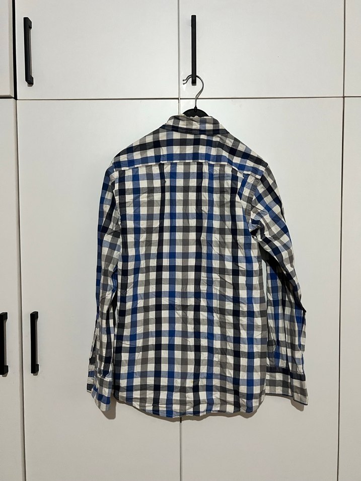 Gri Ekose Desenli Uzun Kollu Erkek Gömlek - Görsel 2