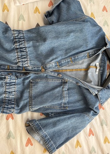 Düğmeli Mavi Denim Kadın Şort Tulum - Görsel 2