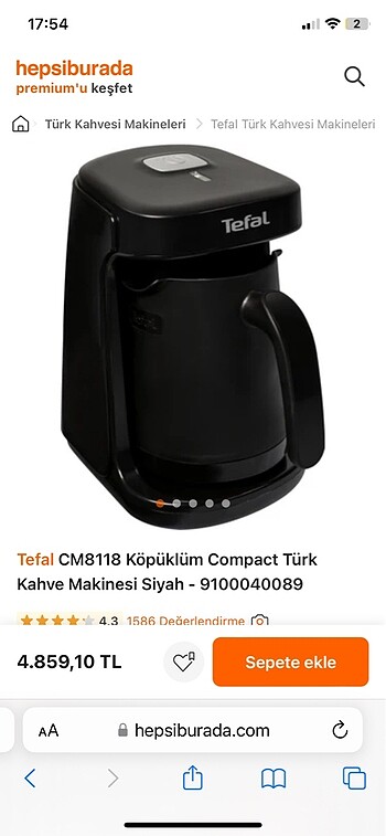 Beden TEFAL KÖPÜKLÜM COMPACT KAHVE MAKİNESİ
