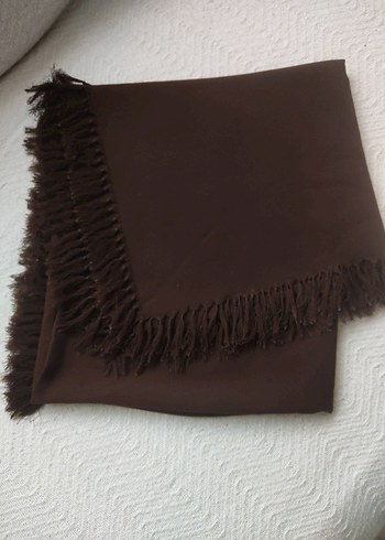 Kahverengi Kadın Püsküllü Şal - Görsel 5