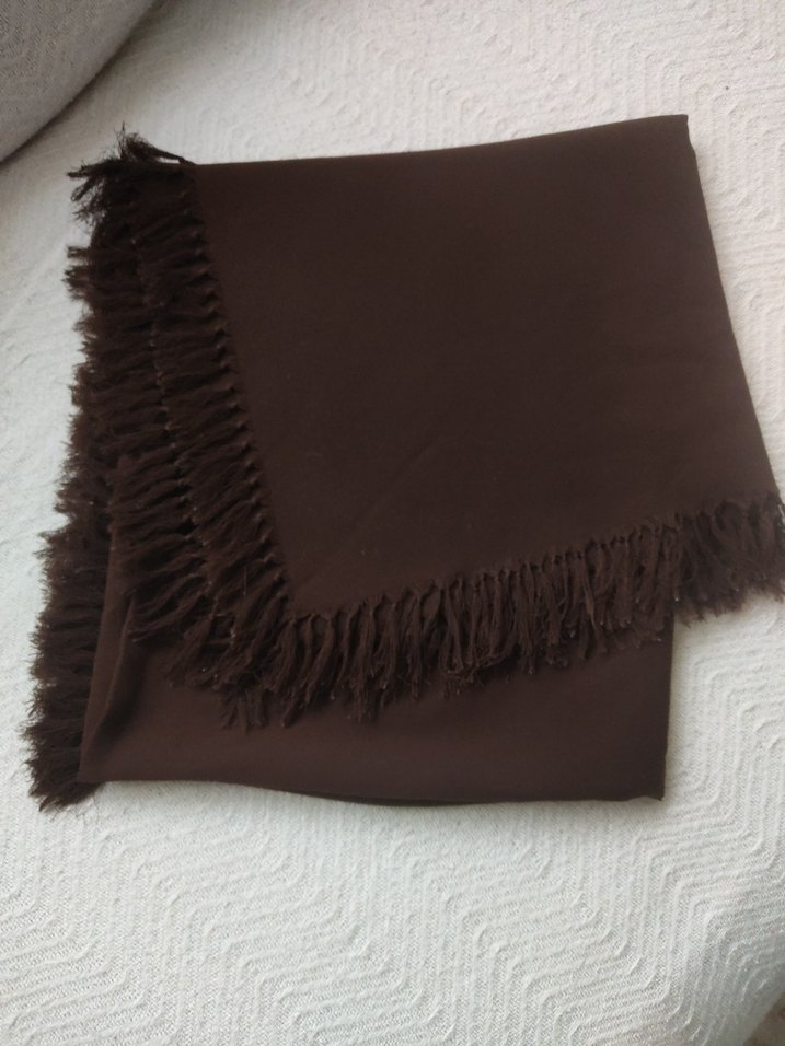 Kahverengi Kadın Püsküllü Şal - Görsel 5