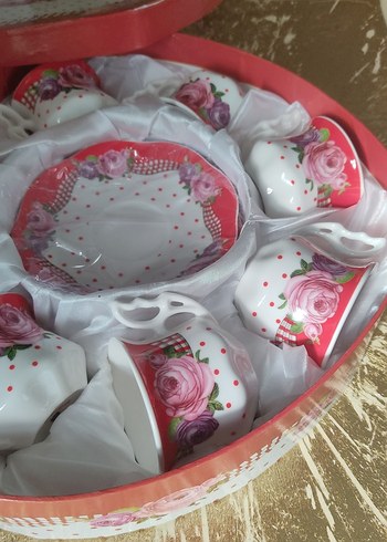 Modernic Pembe Kalp Şekilli Kahve Fincan Takımı - Görsel 8