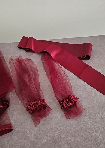 Beden Bordo Drapeli Gotik Düğün Aksesuarı