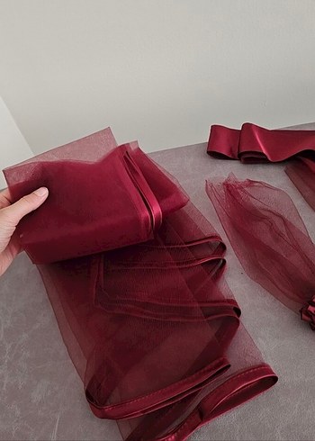 Gelinlik Bordo Drapeli Gotik Düğün Aksesuarı