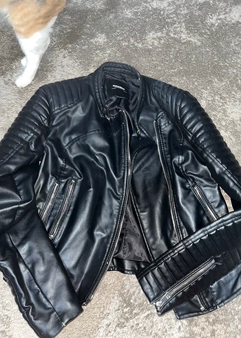 Kadın Siyah Deri Biker Ceket