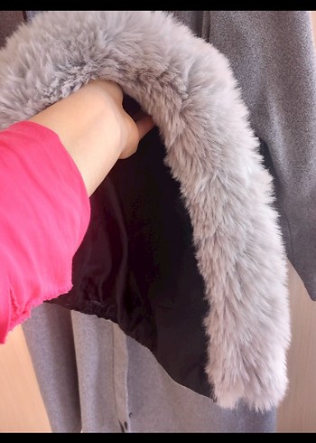 Kadın Gri Uzun Düğmeli Kaban - Görsel 8