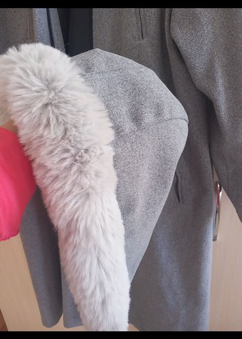 Kadın Gri Uzun Düğmeli Kaban - Görsel 6