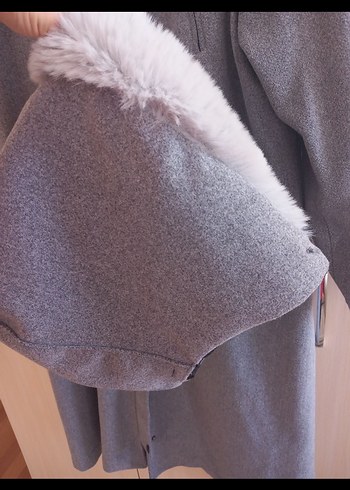 Kadın Gri Uzun Düğmeli Kaban - Görsel 7