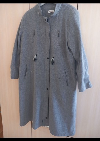 Kadın Gri Uzun Düğmeli Kaban - Görsel 4