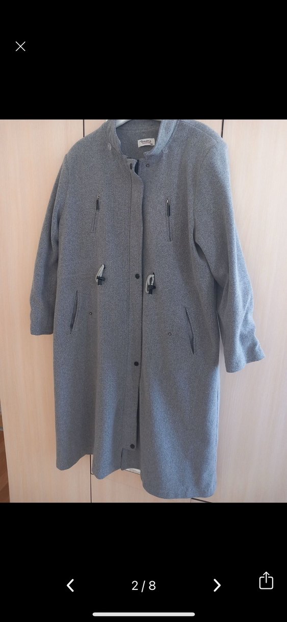 Kadın Gri Uzun Düğmeli Kaban - Görsel 4