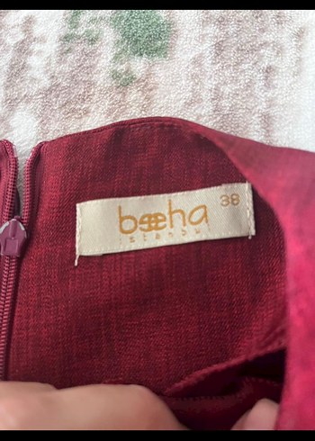 Bordo Nakış Detaylı Uzun Kollu Salaş Elbise - Görsel 3