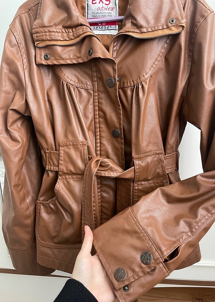 Popüler belden oturtmalı deri ceket - Görsel 2