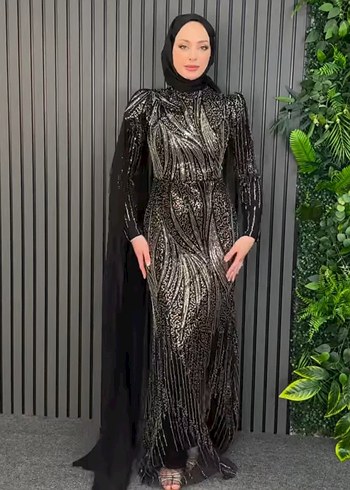 taşlı abiye tesettür